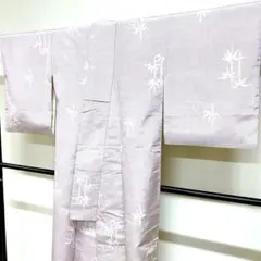 小紋　紬　竹　笹の葉　身丈154.5　裄61.5　正絹　着物　054tzのサムネイル