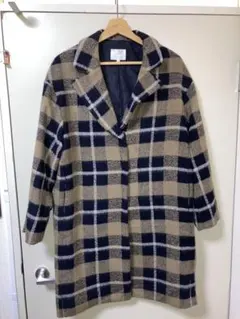 チェック柄ウール混紡チェスターコート