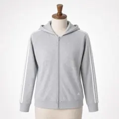 adidas フルジップパーカー M 訳あり グレーのサムネイル