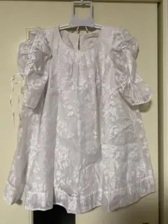 花柄ジャガード パフスリーブ ブラウス ホワイトのサムネイル