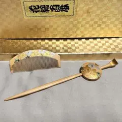 花柄　本つげ　柘植　かんざし　簪　櫛　未使用