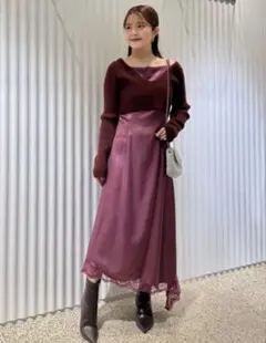 スナイデル クロップドニット&レーストリムキャミワンピース