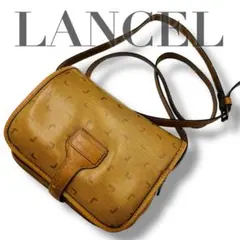 LANCEL ランセル ショルダーバッグ 総柄 キャンバス レザー ブラウン