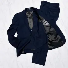 パーフェクトスーツファクトリー　３ピース　スーツ　セットアップ　ネイビー　A5