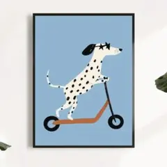 ポスター　インテリア　スクーター犬　3040　キャンバスアート　ウォールアート