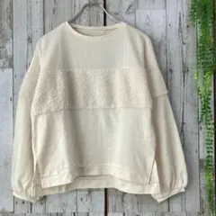 キューティーブロンド☆ニット カットソー ボア L 長袖 イエロー クルーネック