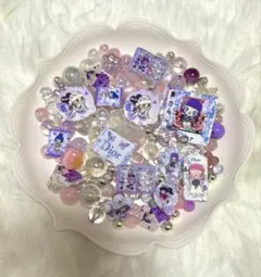 【67】ビーズ組み合わせセット 紫色 キラキラ