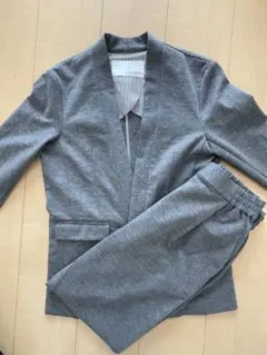 ABAHOUSE グレー ストレッチ素材 パンツスーツセットアップ Sサイズ