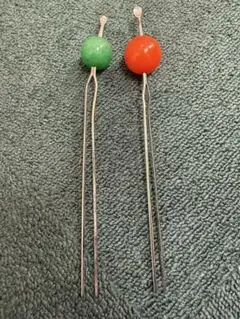緑とオレンジのかんざし2本セット