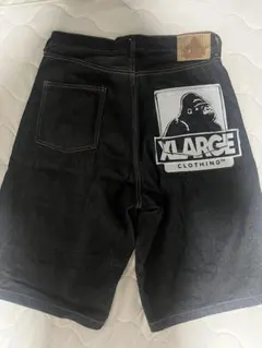 XLARGE ブラックデニムショートパンツ 34