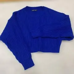 【新品・未使用】SHEIN 青 ニット クロップドセーター M