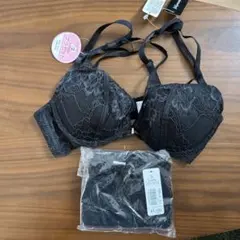 ブラックレースブラジャー ショーツセットB65aimerfeel