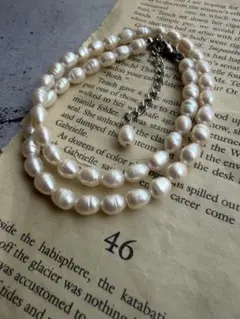 淡水パールネックレス　アレルギー対応　 シンプル　照り強