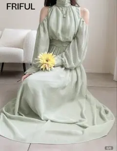 新品未使用 SHEIN パステルグリーン ロングワンピース キャバ ラウンジのサムネイル
