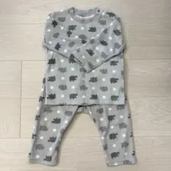 フリース生地パジャマ 長袖 上下セット グレー 90