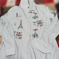 ♥ストライプ刺繍長袖シャツ L Lサイズ♥