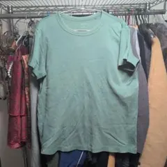 無地 クルーネック Tシャツ グリーン XLサイズ