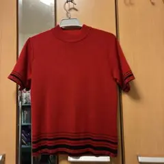 FENDI レッド 半袖セーター 薄手