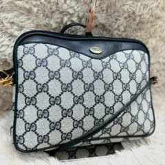 【美品】グッチ ショルダーバッグ ネイビー スプリーム GG柄 PVC
