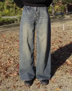 Yolo ワイドシルエットダメージジーンズ SR0019 Mサイズ