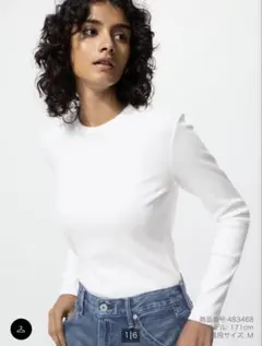 【新品】ユニクロ ソフトリブクルーネックT ホワイト　M