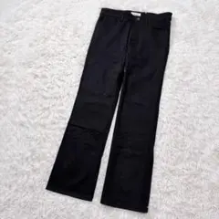 【INED✨イネド】キュプラ混 フレアデニムパンツ ブラック 9 Mのサムネイル