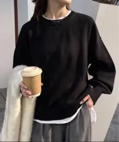 【綿100％で洗える】16色展開スウェットライクボリュームスリーブニット