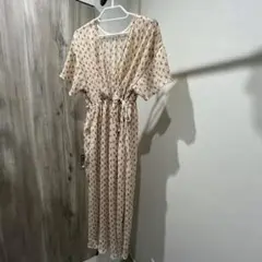 Kastane カスタネ花柄カシュクールワンピース　ベージュ