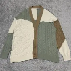 ZARA ケーブルニット カーディガン パッチワーク 美品