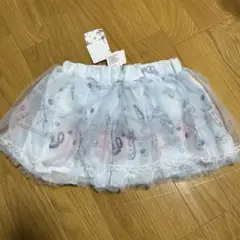 女の子 水色 プリント柄 シフォン スカート 100cm