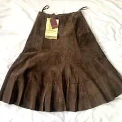 タグ付き 新品【 本革 スエード 】エディーバウアー 豚革 フレア スカート