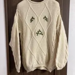 BLARNEY CASTLE DESIGNS クローバー刺繡 ウール ニット