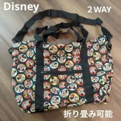 【美品】Disney　ミッキー　ミニー　折り畳み可能　ショルダートートバッグのサムネイル