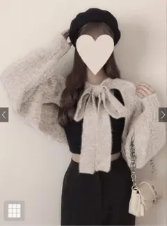 Grl グレイル　前後2wayビッグリボンクロップド丈ニットボレロ[kz201]