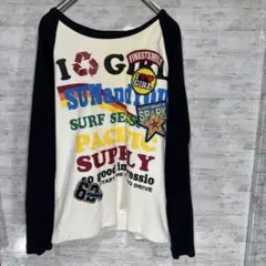 カラフルなグラフィック長袖Tシャツ　レディース