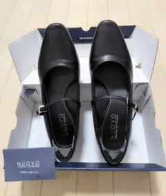 24.5cm ストラップ付き パンプス 黒 靴 リクルート 就活 入学式