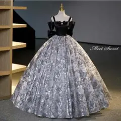 エレガントなカラードレス グレーと黒