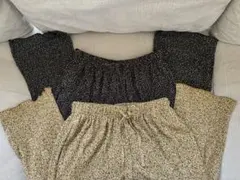 GU ☆未使用＆ユーズド XS ドットプリント プリーツパンツ 2本 まとめ売り