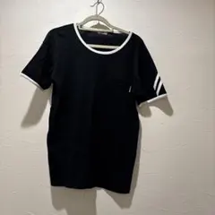 黒 ストライプポケット Tシャツ 半袖