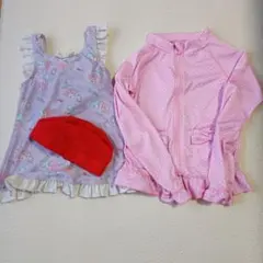 水着3点 子供用 水着 ワンピース 120 ラッシュガード 130 水泳帽