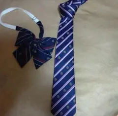 ネイビー ストライプ ネクタイ リボン セット
