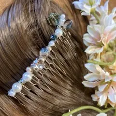 【ビーズ＆パール】⁂♡髪飾り♡⁂ゴールド