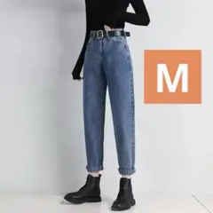 【新品！未使用！】デニムパンツ Mサイズ　ブルー　ハイウエスト　合わせやすい