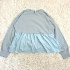 【新品】JUNOAH カットソー　ペプラム　水色