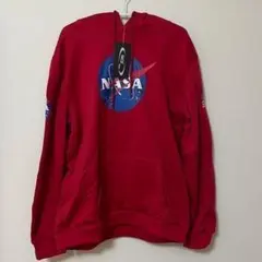 【新品未着用】NASAロゴ　パーカー　レッド　Lサイズ