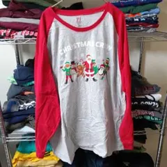 90sヴィンテージ3Lクリスマスベトナム製七分長袖tシャツUSA直輸入メンズ古着