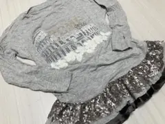 美品 MONNALISA モナリザ 長袖カットソー スパンコール 110~120