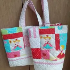 ハンドメイド　トートバッグ＆シューズケース入園入学セットプリンセス絵本袋　女の子