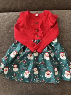 SHEIN クリスマス柄 長袖ワンピース 2-3Y