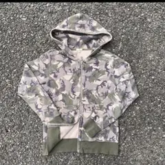 90s OLD UNIQLO ダブルジップパーカー　迷彩　カモ　裏サーマル　短丈